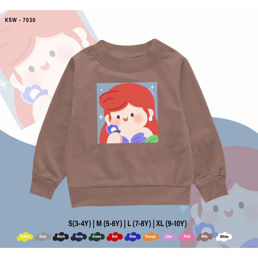 SWEATER KIDS / ARIEL MIRROR / 1-10 TAHUN / BAHAN FLEECE PREMIUM / OUTFIT ANAK ANAK