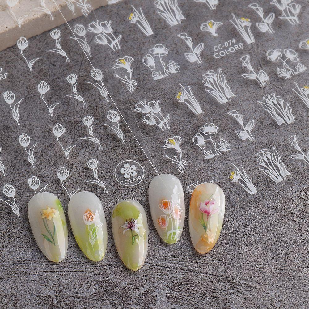 Mxbeauty Bunga Tulip Stiker Nail Art Elegan Fashion Dekorasi Nail Art Musim Semi Bunga Peri DIY Manicure Accesorios