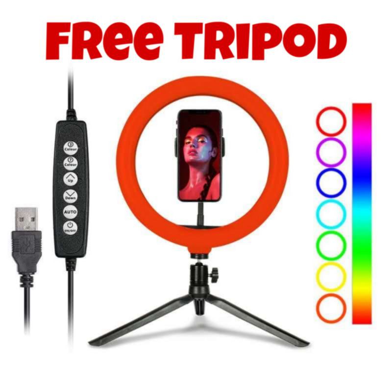 PROMO FREE TRIPOD...Ring Light RGB 26 cm / Lampu Tik Tok RGB 26 cm