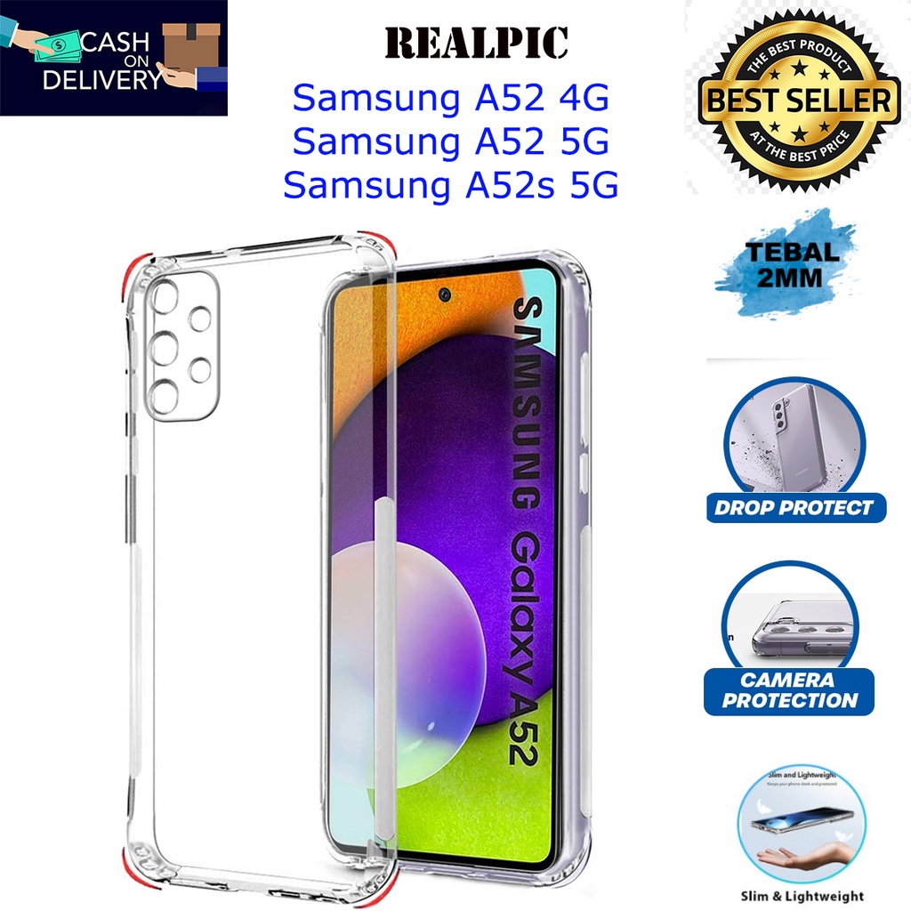 Case Samsung Galaxy A52 4G / Samsung Galaxy A52 5G / Samsung Galaxy A52s 5G Casing Clear HD KETEBALAN 2MM BENING TRANSPARAN TPU Premium Softcase