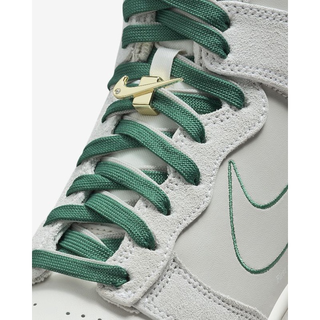 nike dunk high first use light bone green noise