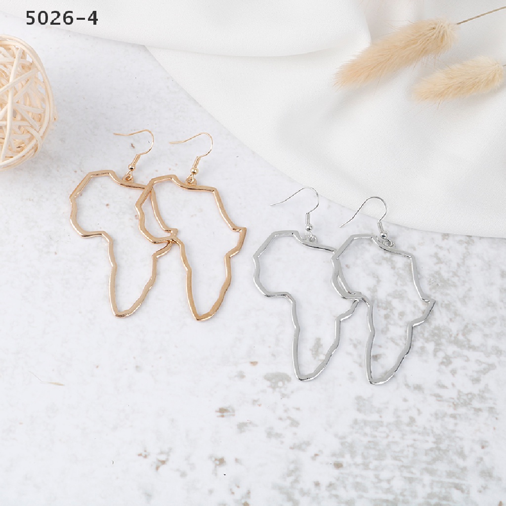 5026-4 Anting Kait Gantung Wanita Bahan Alloy Desain Peta Afrika Gaya Etnik / Afrocentric / Tribal Untuk Hadiah