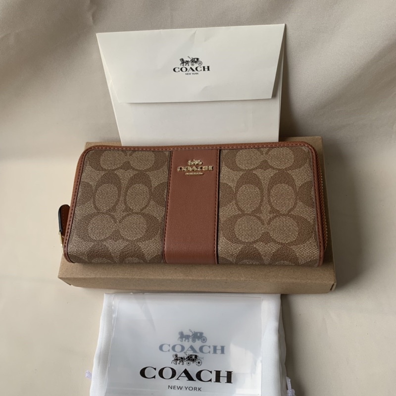 COACH LONG WALLET ACCORDION ZIP WALLET BROWN 54630