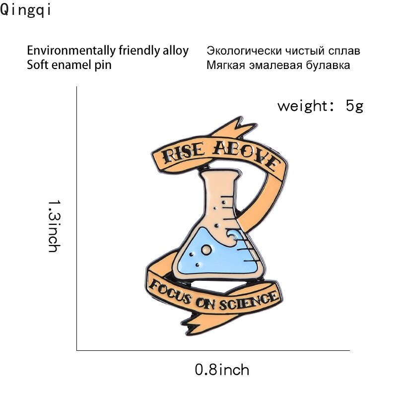 Bros Pin Enamel Bentuk Tabung Reaksi Tulisan Focus on Science Untuk Aksesoris Fashion