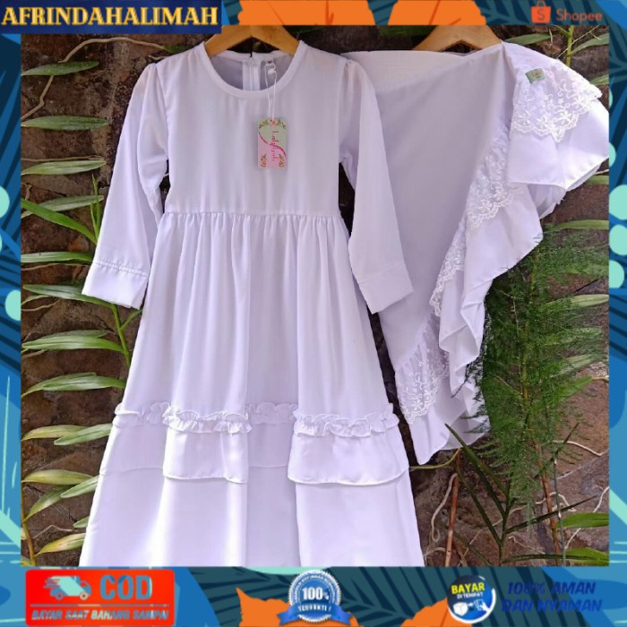 

TERBARU, TERMURAH- TerLaris Gamis Putih Sekolah Manasik Anak Thalita Premium Set Jilbab - XL