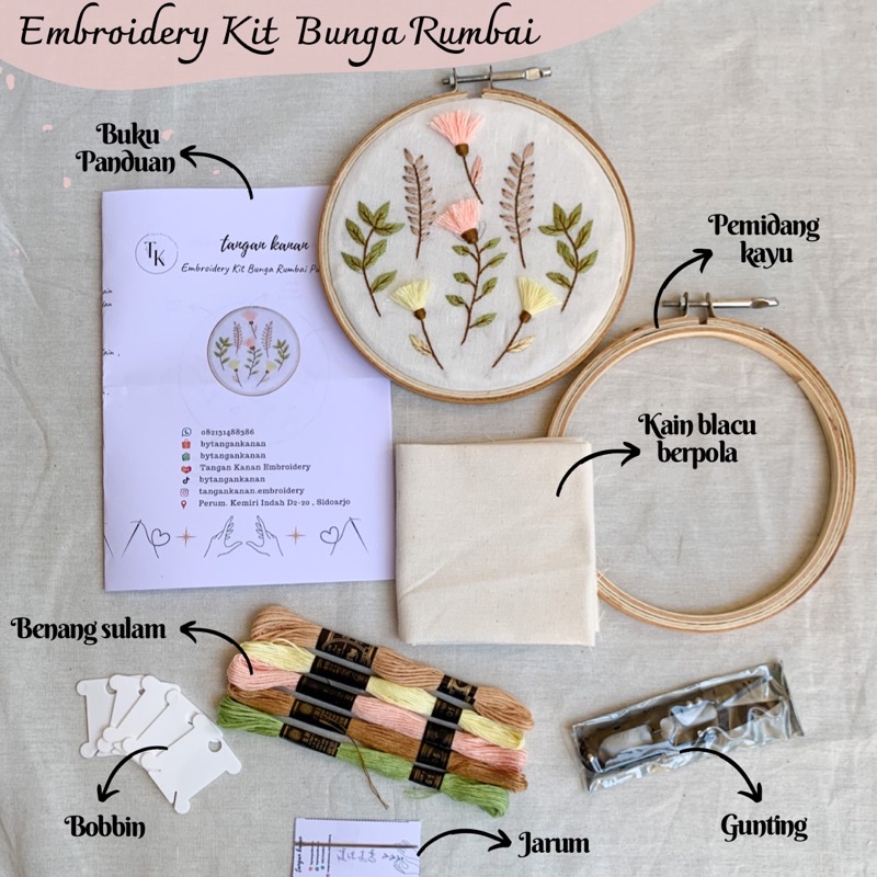 Embroidery Kit Bunga Rumbai - Paket Sulam Tangan