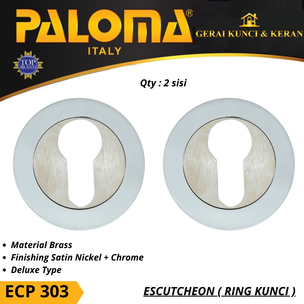 PALOMA ECP 303 RING KUNCI BULAT ESCUTCHEON DELUXE COVER TUTUP CYLINDER KUNCI SN+CH