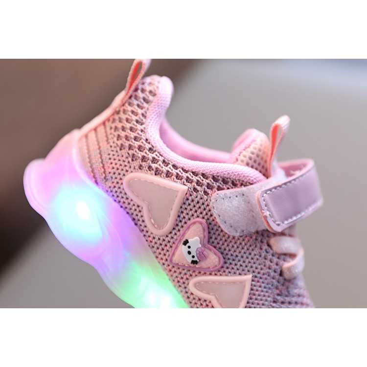 Sepatu Sneaker Anak Perempuan - Sepatu Anak Laki Laki Ultra Light Super LED Sport Import LITLE KITTY 030 Running Shoes