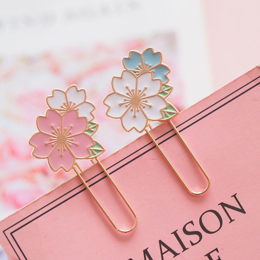 [Elegan] Bookmark Gift Decor Kreatif Warna-Warni Logam Sakura Perlengkapan Kantor Sekolah