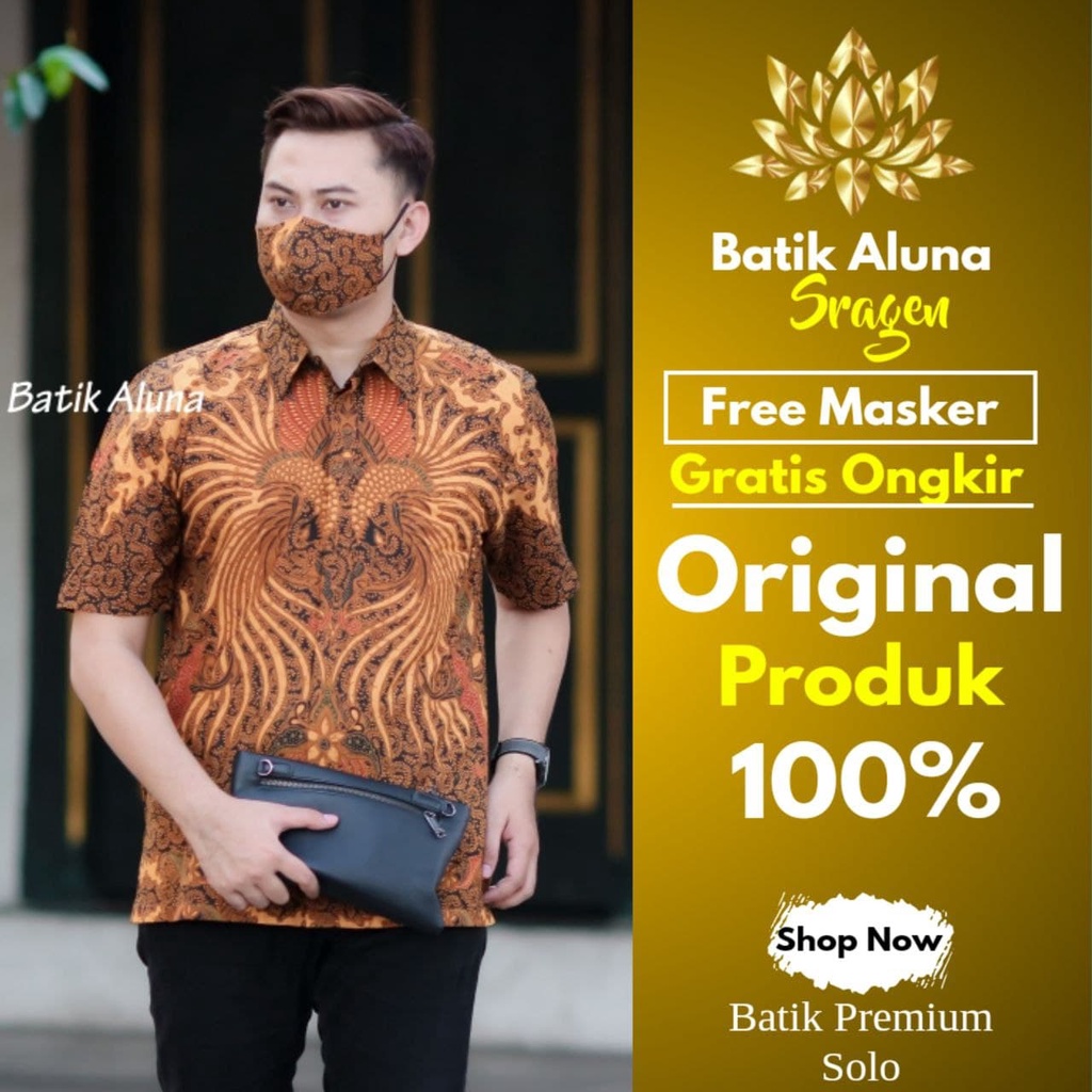 Aluna Batik Keris Pria Lengan Pendek Premium Casual Solo Motif Kombinasi Lapis Furing Original PD018