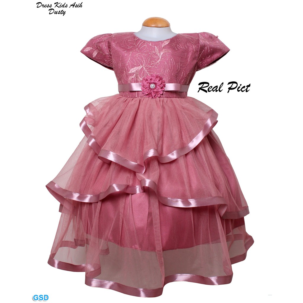 Dress Kids Asih/Gaun Pesta Anak/Baju Ulang Tahun Anak Elegant/Brukat Anak