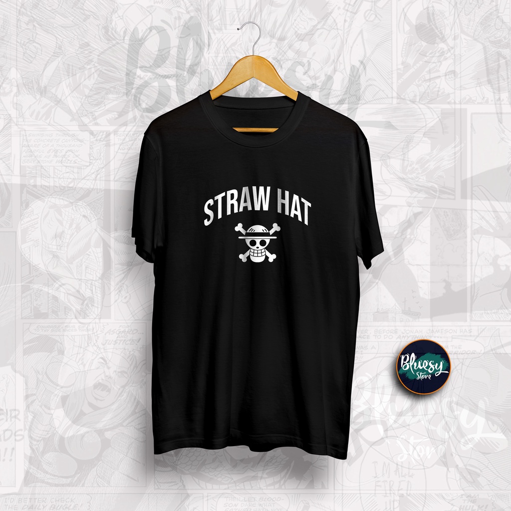 Kaos ANIME ONE PIECE STRAW HAT MONKEY D. LUFFY LOGO SKULL/ Baju ANIME ONE PIECE TOPI JERAMI