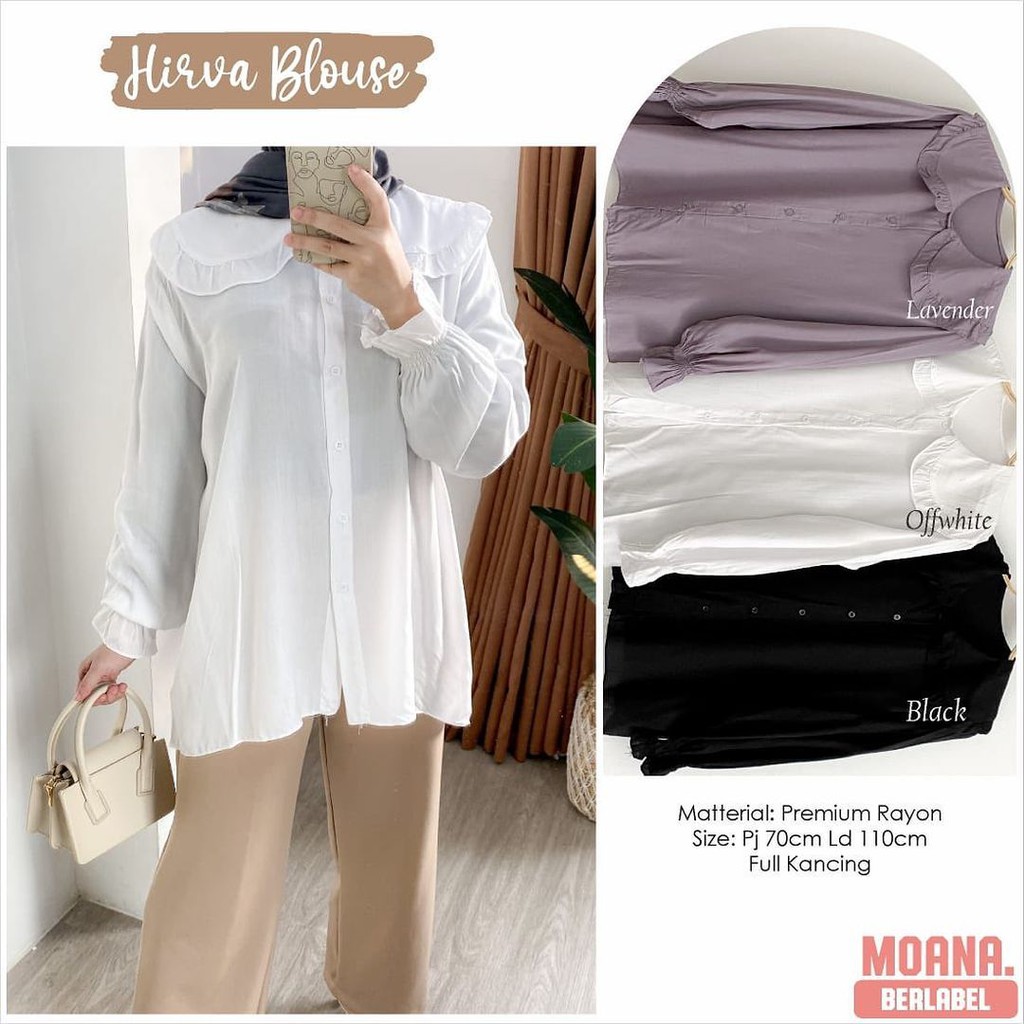 HIRVA BLOUSE - blouse wanita / blouse kekinian / blouse cantik / simple blouse / blouse polos