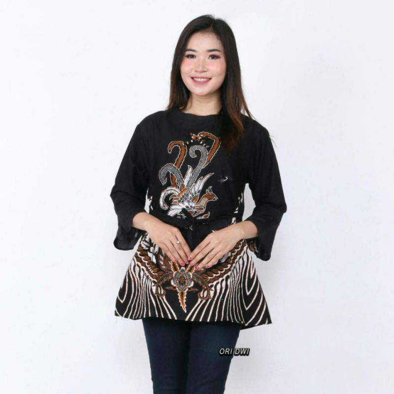 BAJU BATIK WANITA MODERN MONALISA GENES M,L,XL asli PEKALONGAN Bluse lengan trompet