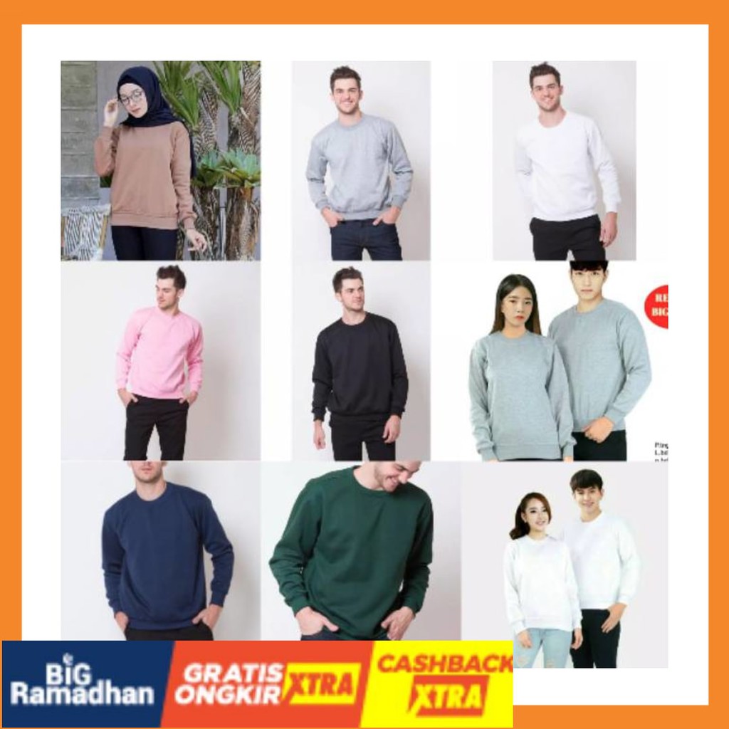 POLOS MOTIF MERAH PUTIH HITAM BIRU KUNING ASLI / SWEATER BASIC OBLONG POLOS UNISEX  BISA COUPLE