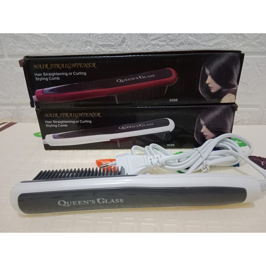 ~ PIYOSHI08 ~ Catok Sisir Pelurus Rambut New Hair Straightener Praktis Queen's Glass 908B AF127