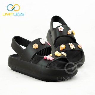 Zerolimit - Sandal Wedges Lalisa Wanita Korean Style Sandal Cewek Tali Belakang Terbaru Sendal Slip On Wanita Jelly Empuk