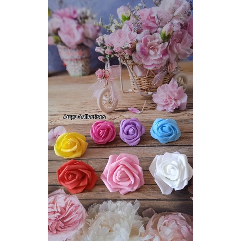 Bunga mawar gabus spons besar 4-5cm hiasan mahar