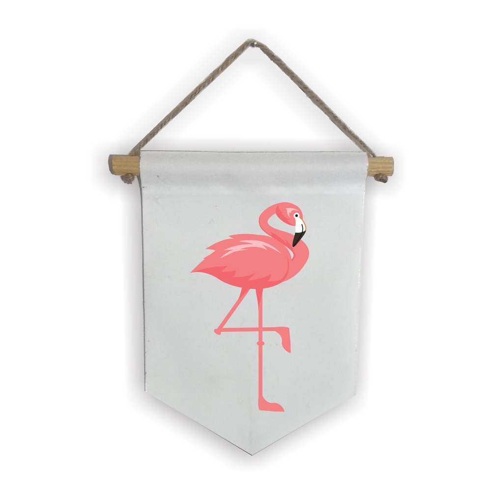 Hiasan Dinding Kain Hanging Flag Bendera Pajangan Dinding Motif Burung Flamingo Warna Warni Colorful unik Aesthetic C1