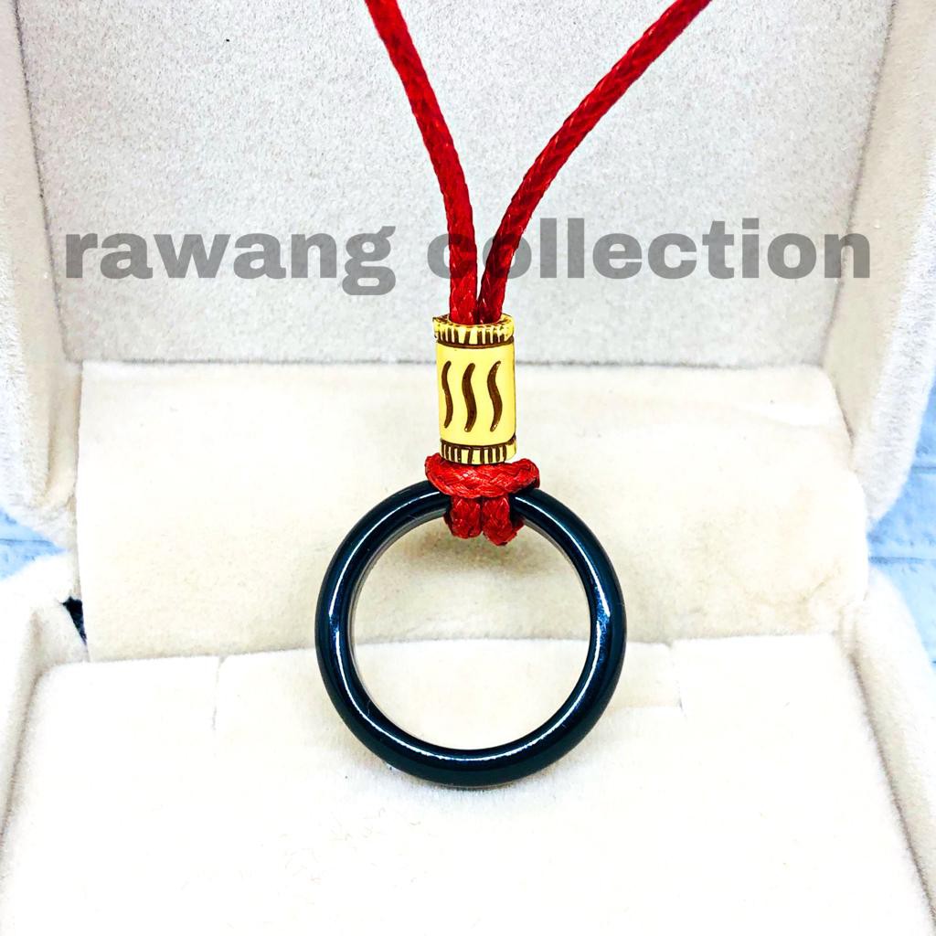 kalung pria dan wanita liontin cincin giok hitam