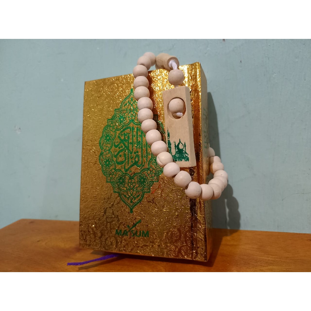 Paket Al Quran Saku Murah Free Tasbih Cover Emas Travelling Kecil Mini