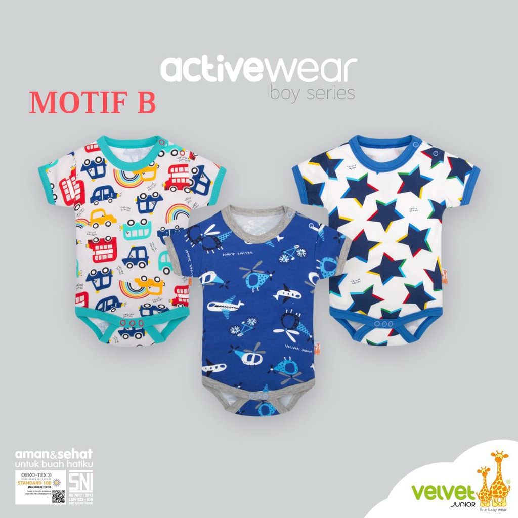 Velvet PREMIUM ACTIVEWEAR Bodysuit JUMPER Kodok SEGITIGA / SEGIEMPAT / Baju Romper Bayi (3pcs/Pack)