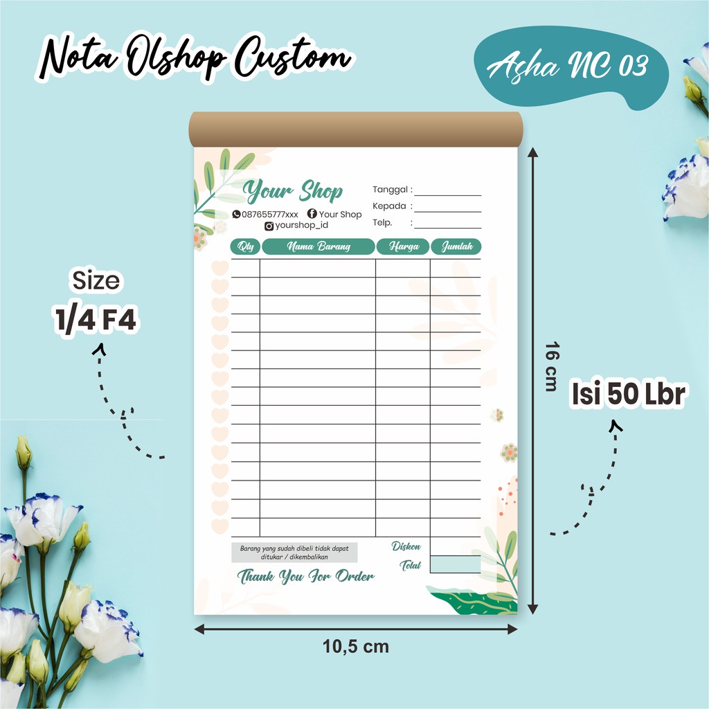 NOTA OLSHOP CUSTOM 1 PLY FULL COLOR | Shopee Indonesia