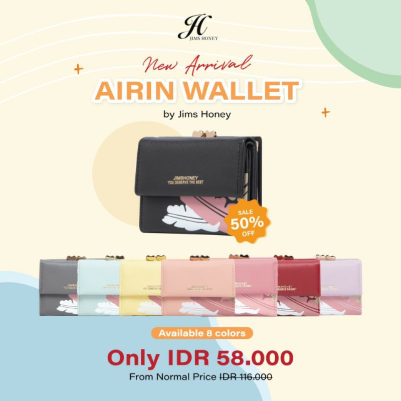 AIRIN WALLET Jimshoney ORIGINAL Dompet wanita lipat kartu Original real pic cod jims honey