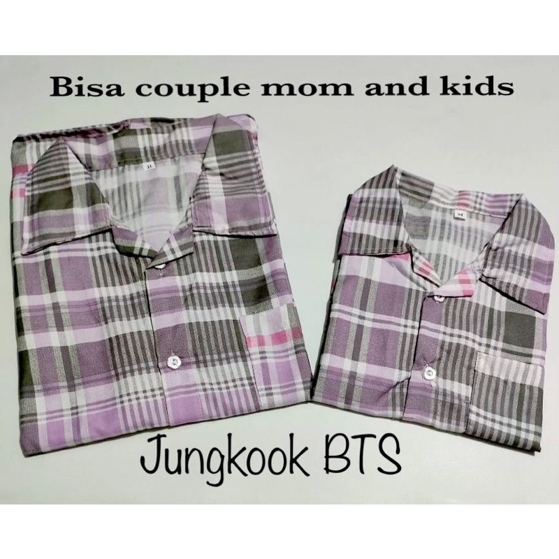 piyama Jungkook BTS bisa couple mom and kids bajutidur kotak kotak