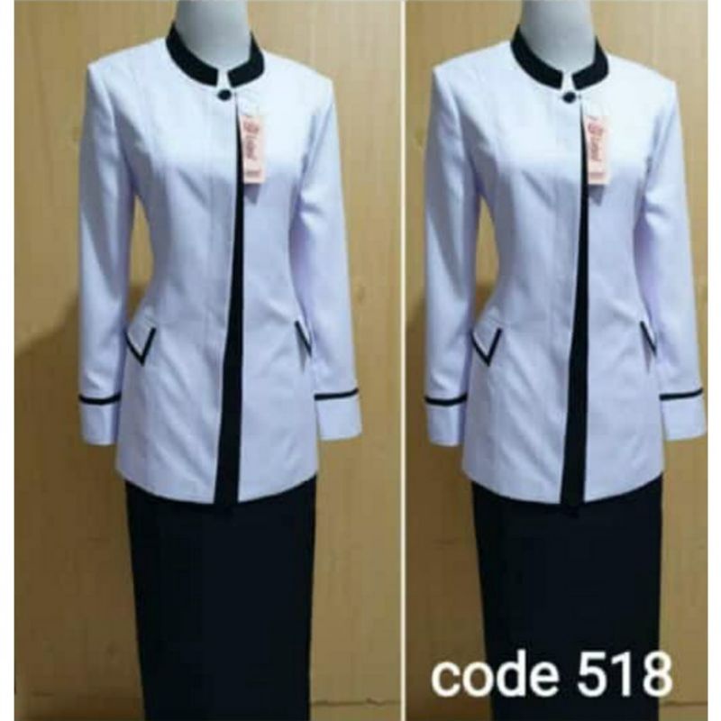 seragam hipu seragam kerja seragam kantor  seragam PNS putih hitam baju pns hitam putih list hitam