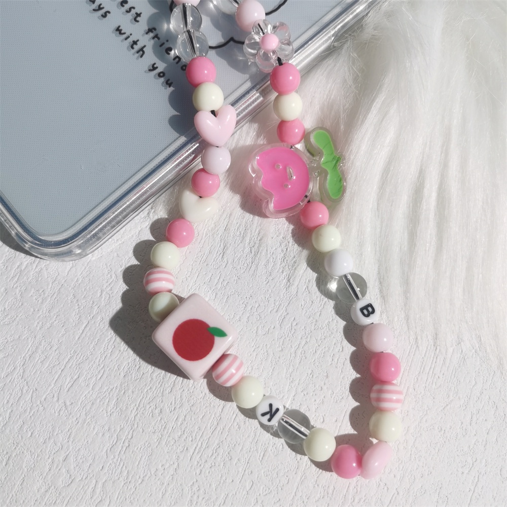 Tali Lanyard Manik-Manik Mutiara Akrilik Anti Hilang Warna-Warni Gaya Korea Untuk Case Hp