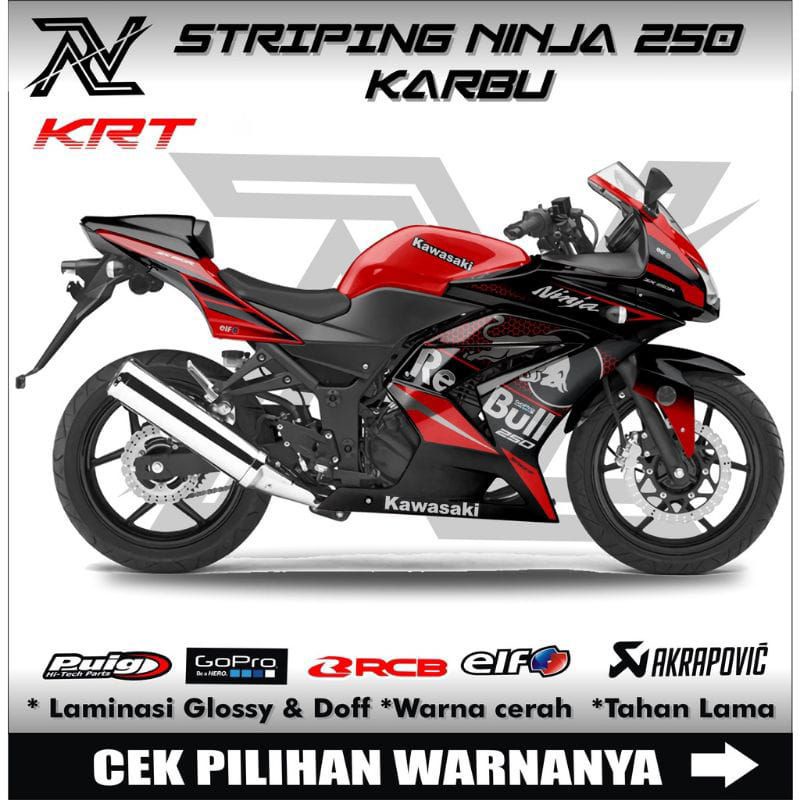 stiker decal ninja 250 karbu/striping ninja 250 karbu