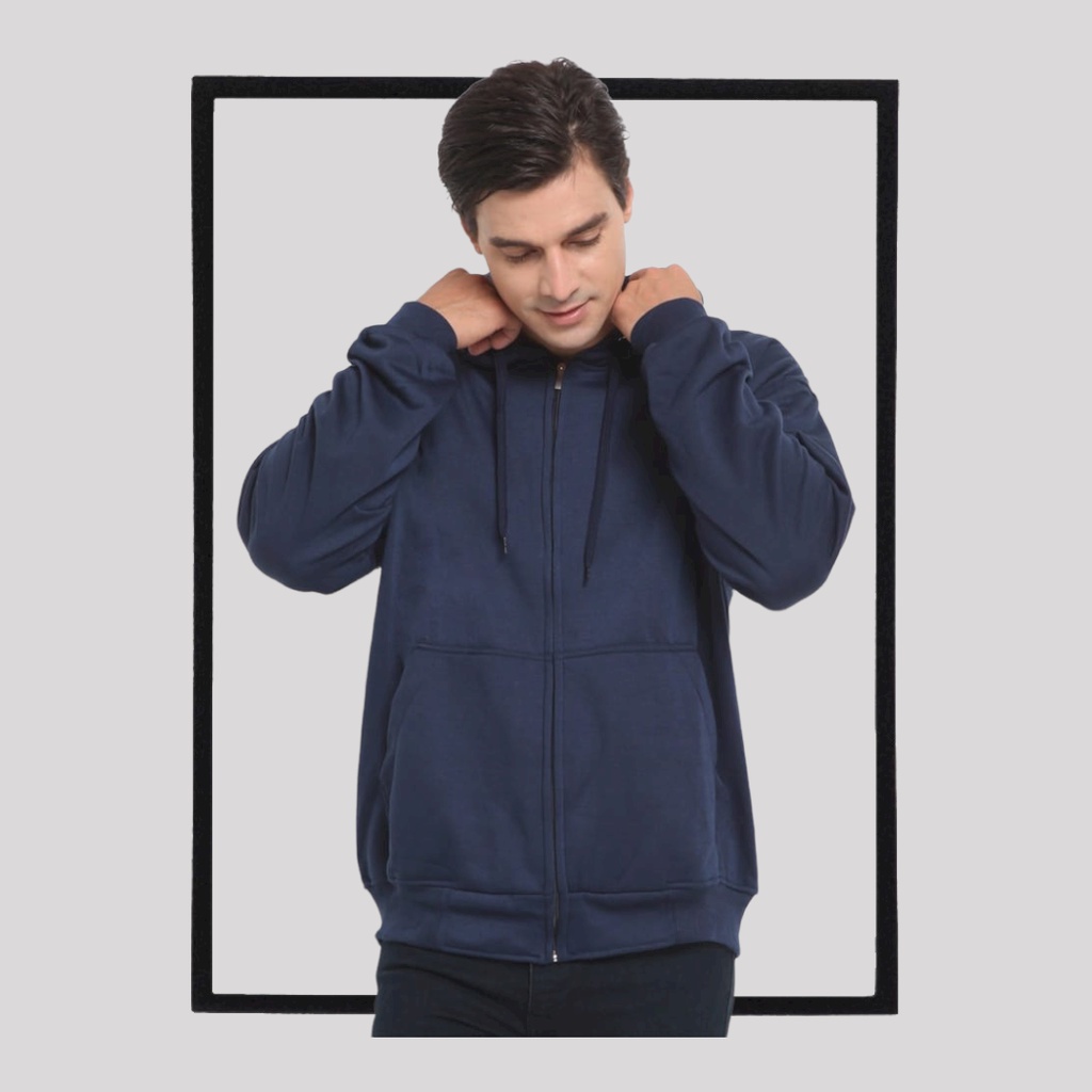 SWEATER_ID Jaket Hoodie Zipper Navy Sweater Polos Resleting Pria Dan Wanita Unisex M L XL XXL