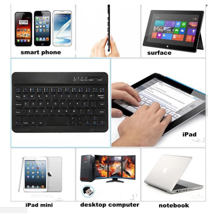 Wireless Slim Keyboard Bluetooth iPad Tablet Tab Android Mac Windows hp laptop IOS PC 5.0