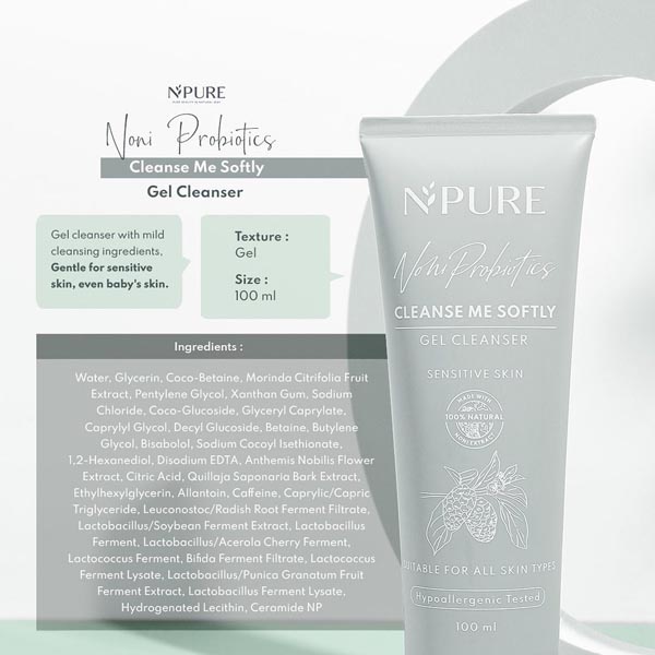 [PEMBERSIH WAJAH DENGAN PROBIOTIK] [NPURE NONI PROBIOTICS &quot;CLEANSE ME SOFTLY&quot; GEL CLEANSER 50ML 100 ml _Cerianti