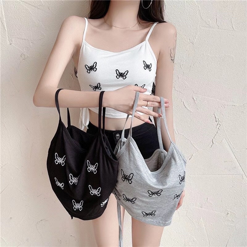 Tank top wanita crop top bahan rajut fashion korea import