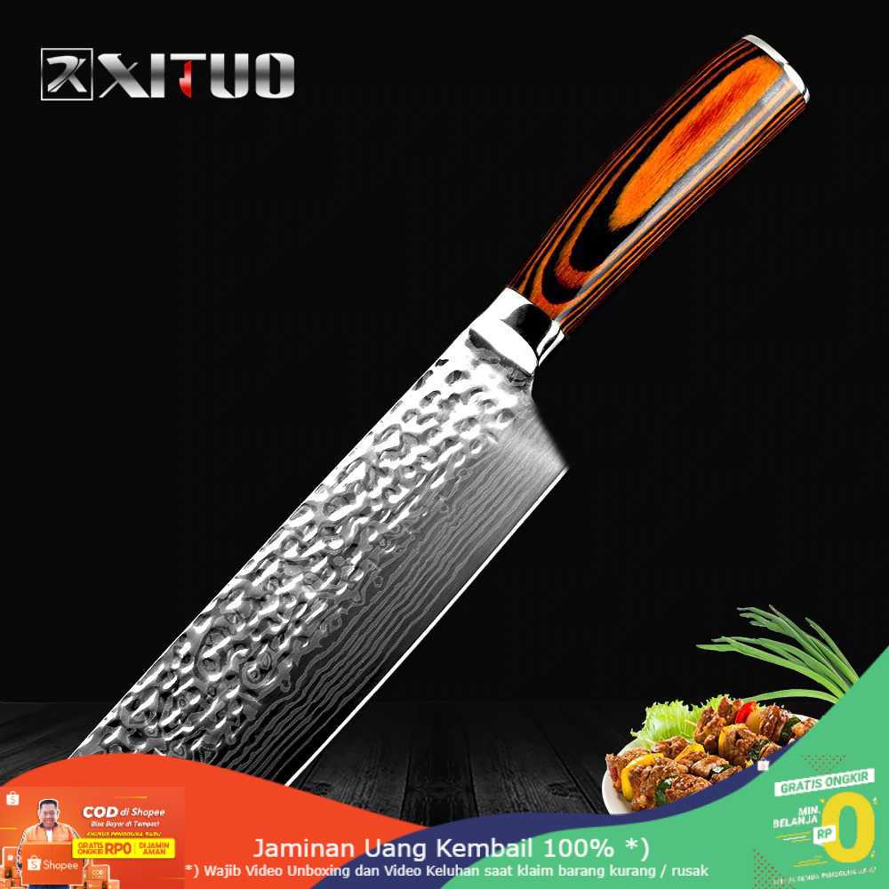 (BISA COD) RVOSTR  Pisau Dapur Damascus Chef Knife Santoku Cleaver 7 Inch - CK114