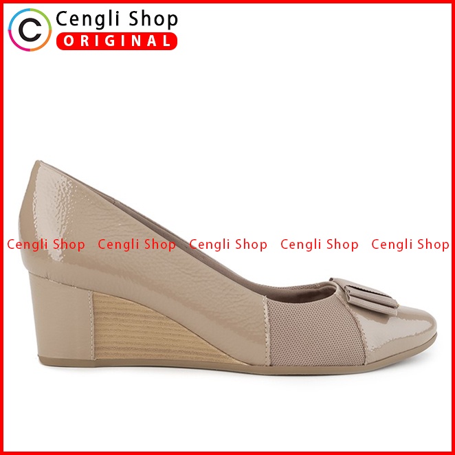 SANDAL WEDGES KULIT OBERMAIN WANITA ORIGINAL ASLI TERBARU COKLAT OW32