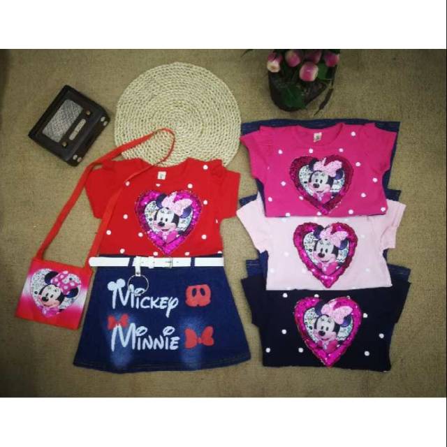 BAJU ANAK DRESS JEANS IMPORT Free IKat Pinggang