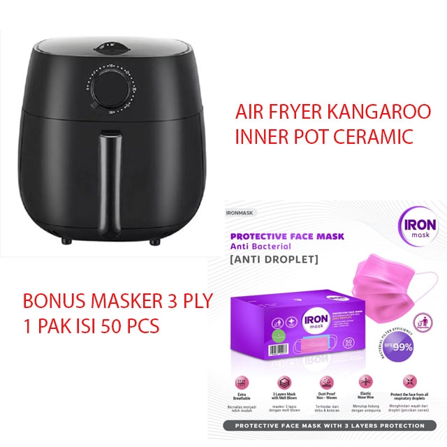 Kangaro Air Fryer KG42AF1 Bonus Masker Iron Mask 3 Ply Isi 50 Pcs