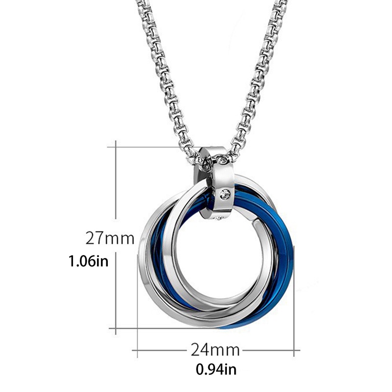 Kalung Liontin Cincin Bahan Stainless Steel Gaya Retro Untuk Pria