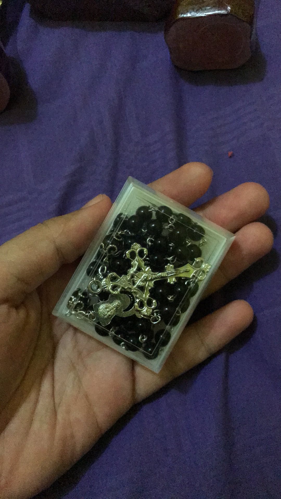 Kalung Rosario Hitam Batu Black Onyx 6 Mm Unik Perlengkapan Rohani Doa Devosi Bunda Maria Penolong