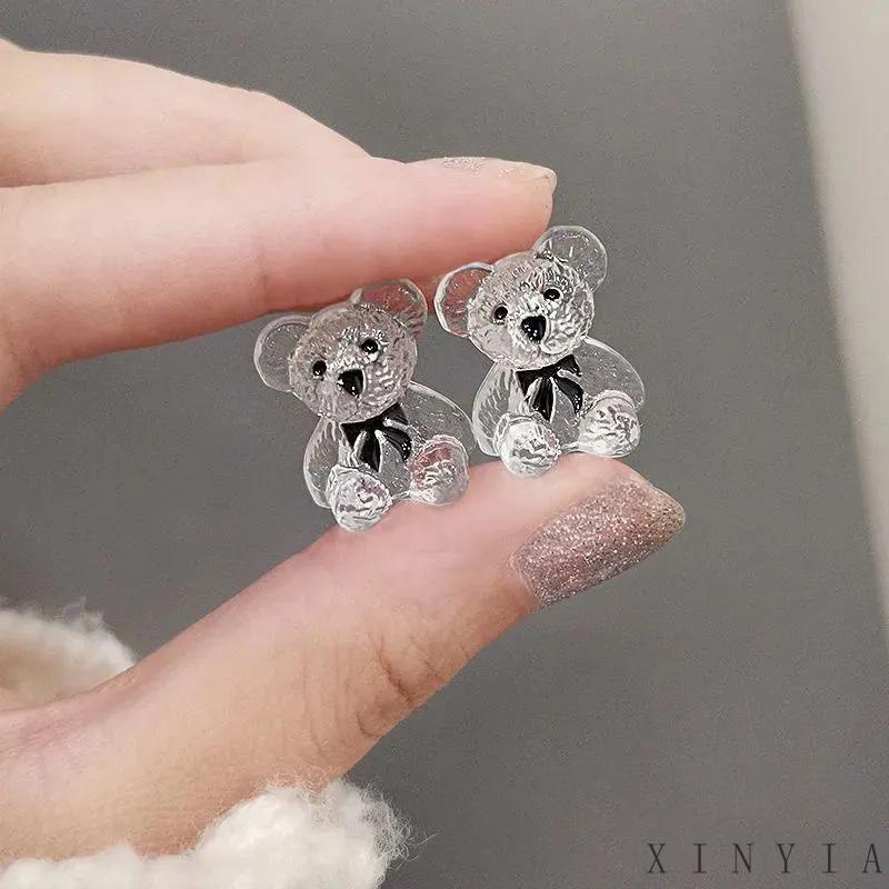 Anting Bentuk Beruang Bahan Resin Untuk Wanita