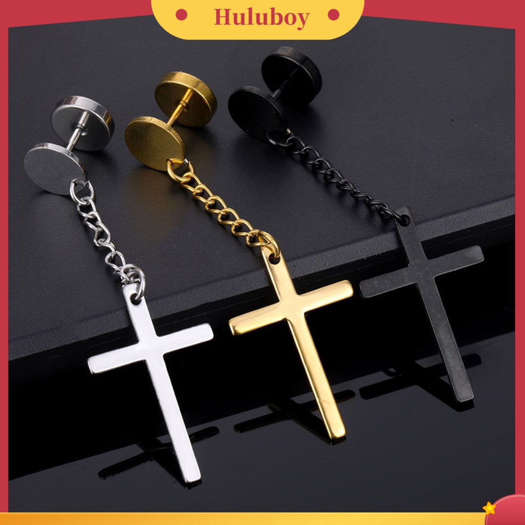 Hu Hu Hu Hu Hu Alat Bantu Pasang Kacamata♡ 1 Pc Anting Menjuntai Bentuk Geometris Electroplated Gaya Hip Hop Untuk Unisex