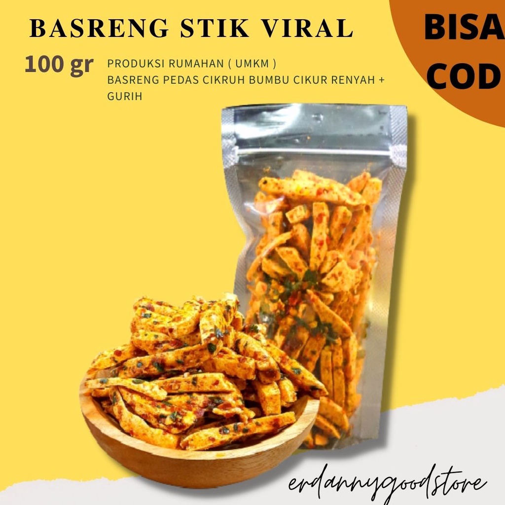 

PROMO STOK TERBARU!!! [erdannygoodstore]✅ [100gr] basreng viral baso goreng stik pedas | BASRENG STIK VIRAL / BASO GORENG STICK extra gurih renyah keriuk aroma daun jeruk isi 100gr | Kripca Basreng Pedas Daun Jeruk Sebring Mie Kremes Lidi Lidian Usus