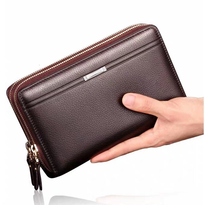 Dompet Wanita Import Clutch Dual Zipper Panjang Kulit PU Wanita
