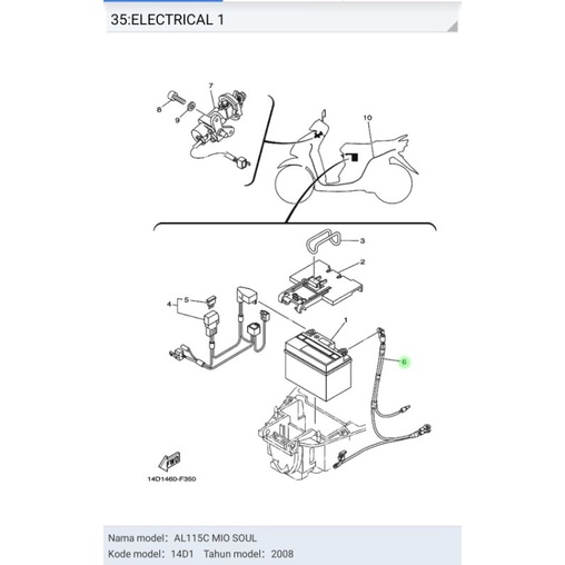 KABEL AKI  KABEL MASA MIO LAMA MIO SOUL ASLI ORI YAMAHA  ORI YAMAHA 5TL H2116 00