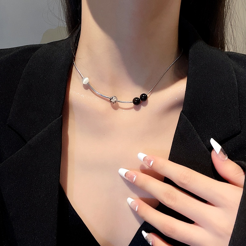 Necklace Accessories Black Jade Beads Clavicle Chain Personality Temperament Simple