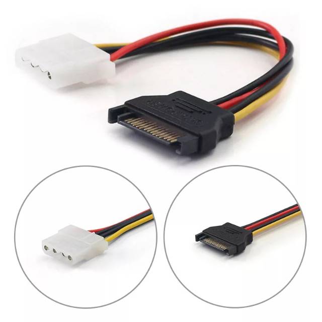 KABEL SATA 15 PIN MALE TO MOLEX 4 PIN FEMALE