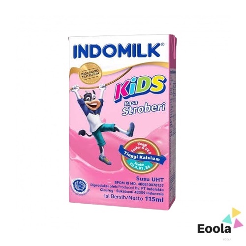 

INDOMILK KIDS Susu UHT Rasa Strawberry - 1 Dus (115ml x 40 kotak)